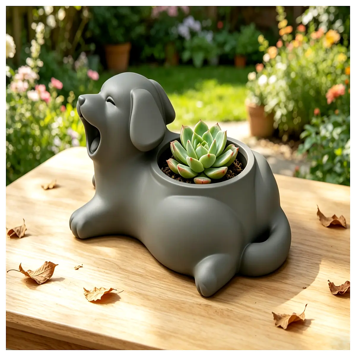 cute sleeping dog succulent pot ceramic planter small desk ornament for air plants cactus home decor gift