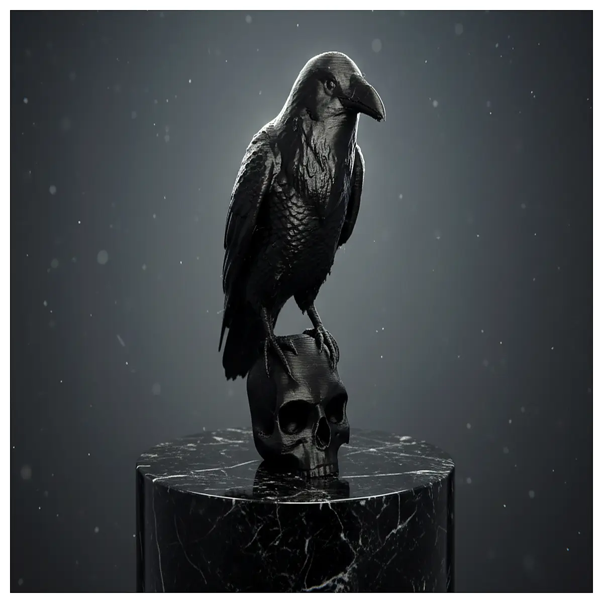 gothic raven skull statue dark fantasy crow skeleton decor macabre home accent piece for shelves and altars