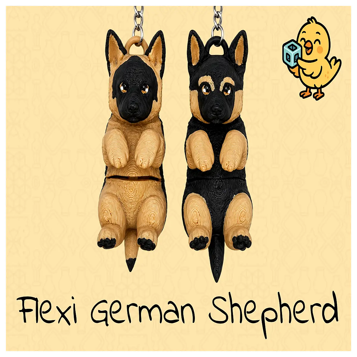realistic german shepherd dog keychain with movable joints detailed polymer clay pet accessory for keys and bags