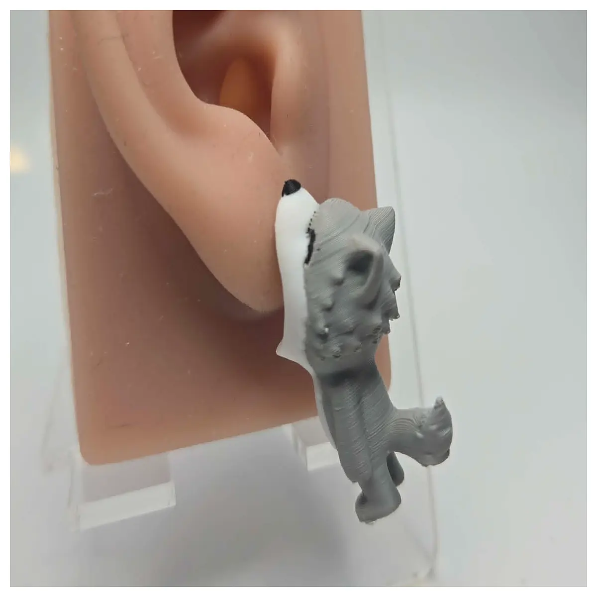 punk wolf tooth earrings for women men silver stainless steel gothic edgy animal fang jewelry