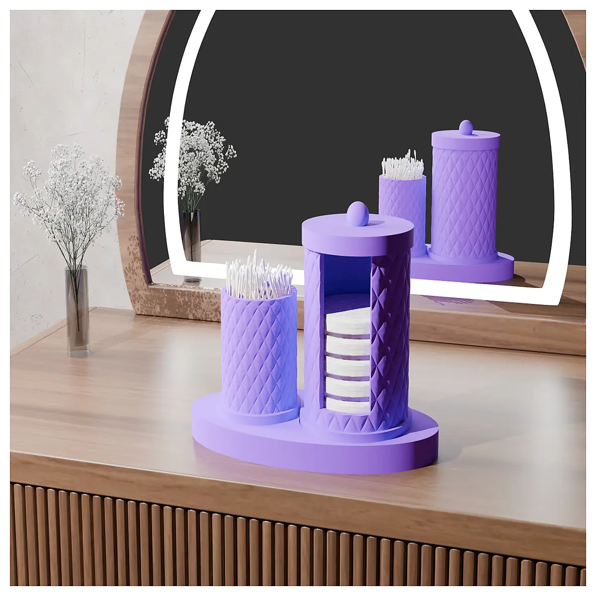 acrylic makeup cotton pad organizer with lid cosmetic swab holder for vanity desk bathroom countertop storage box