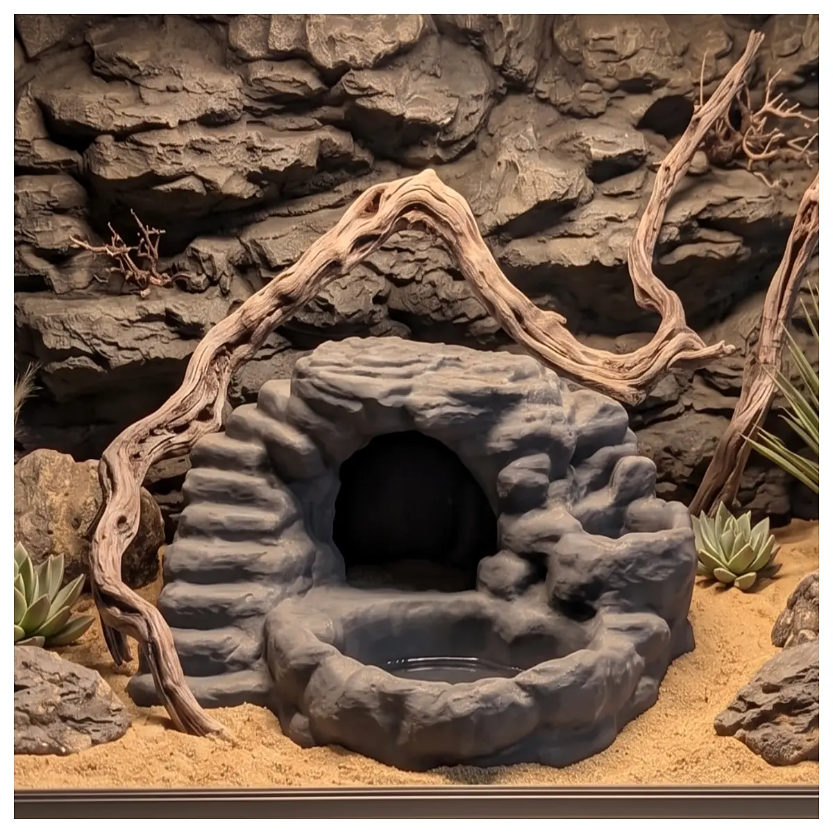 realistic rock cave hideout for reptile terrarium aquarium fish shelter stone tunnel decor hermit crab habitat accessory