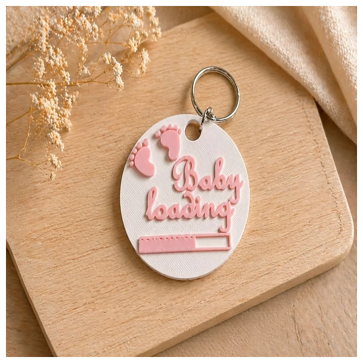 cute baby loading keychain pregnant mom gift pregnancy announcement surprise belly bump key ring