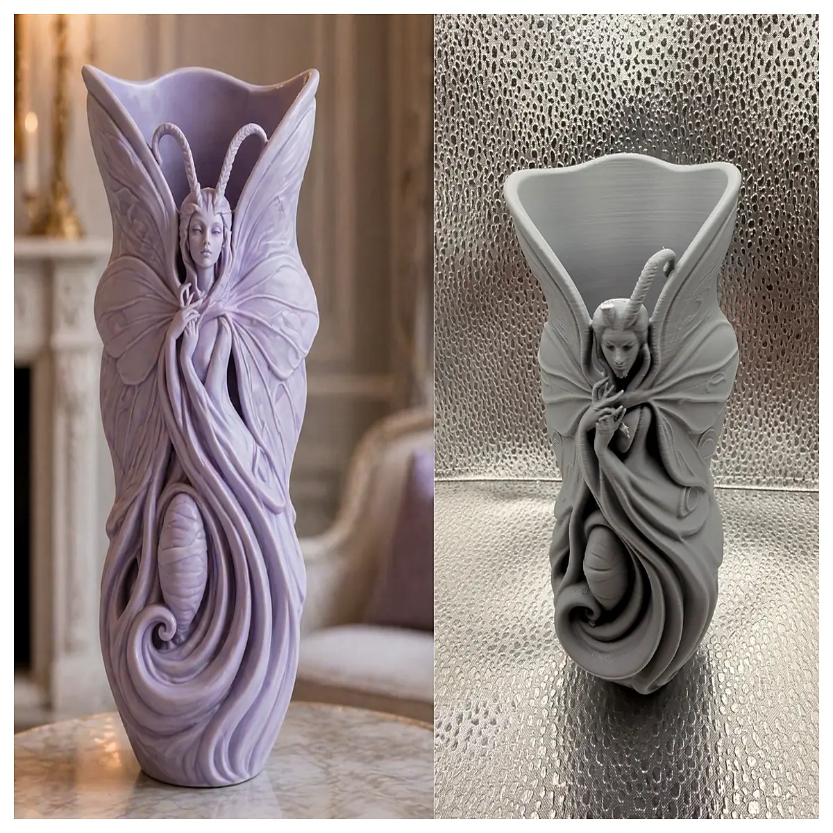 vase elegant fantasy decor home shelf accent piece glass flower holder ornamental living room