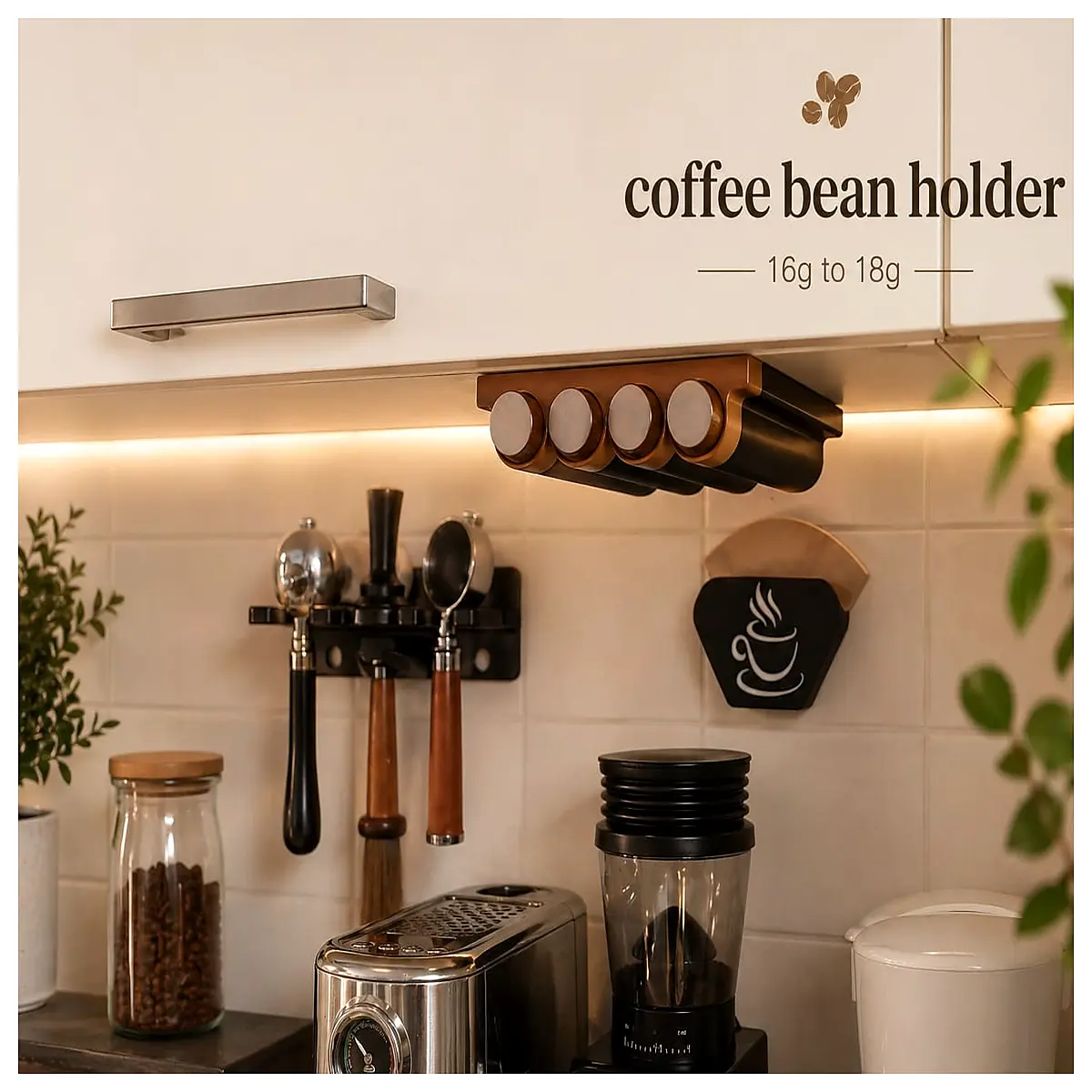 coffee bean storage jar holder organizer shelf for kitchen counter