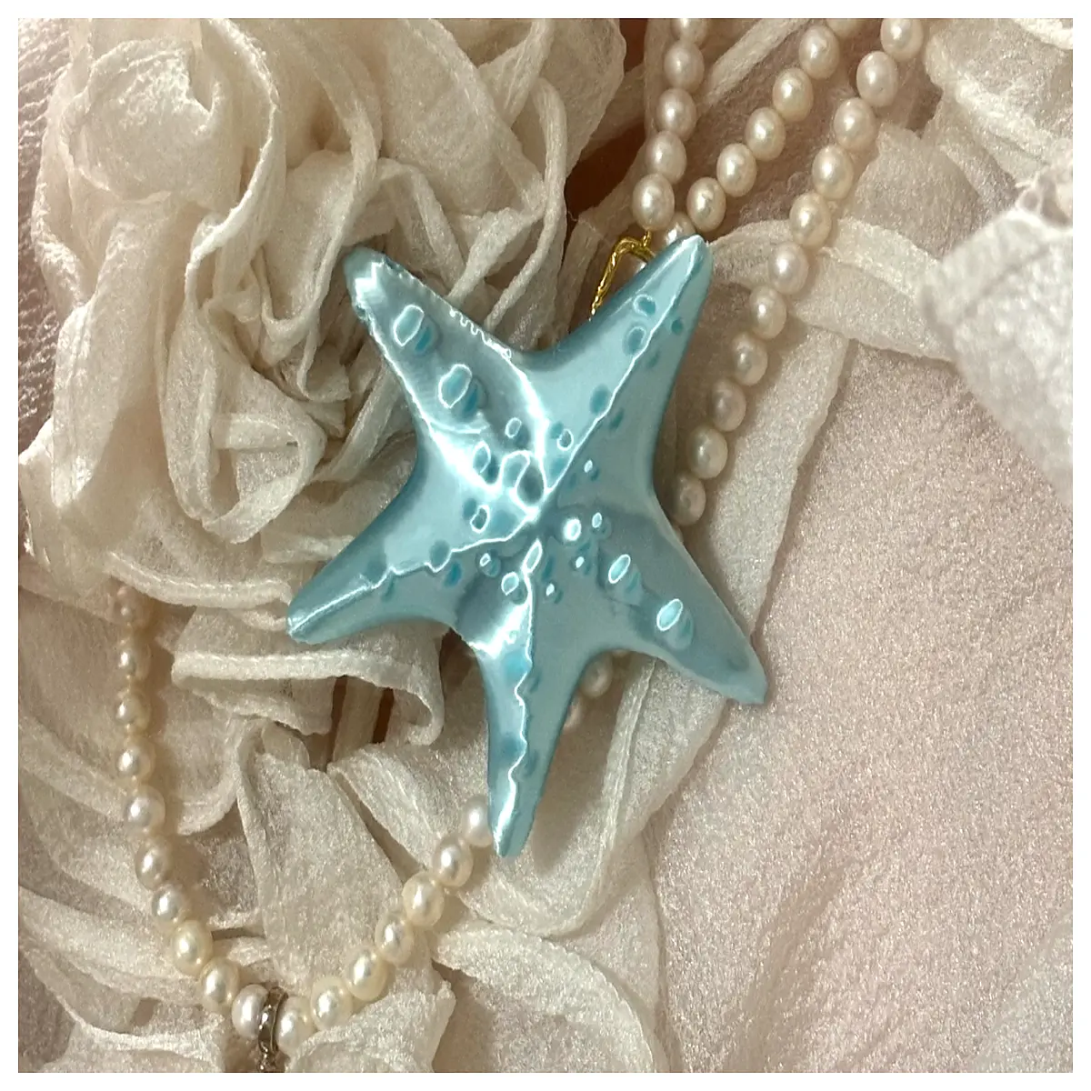 silver starfish pendant necklace beach lover gift ocean wave charm jewelry boho style