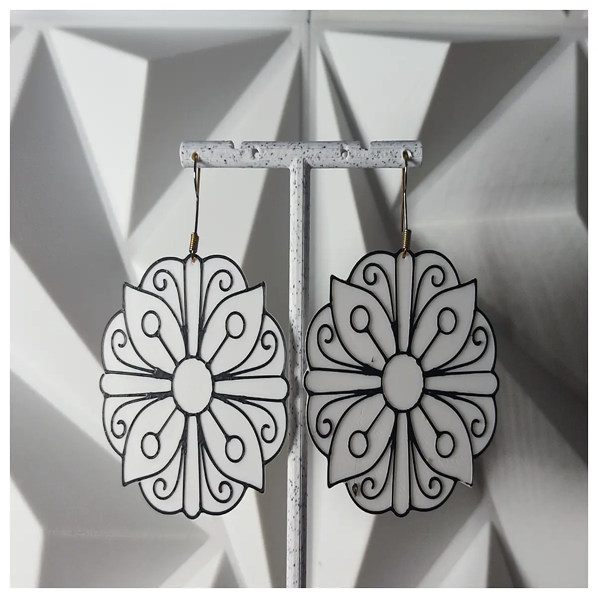 white kaleidoscope earrings for women boho drop jewelry trendy geometric dangle studs