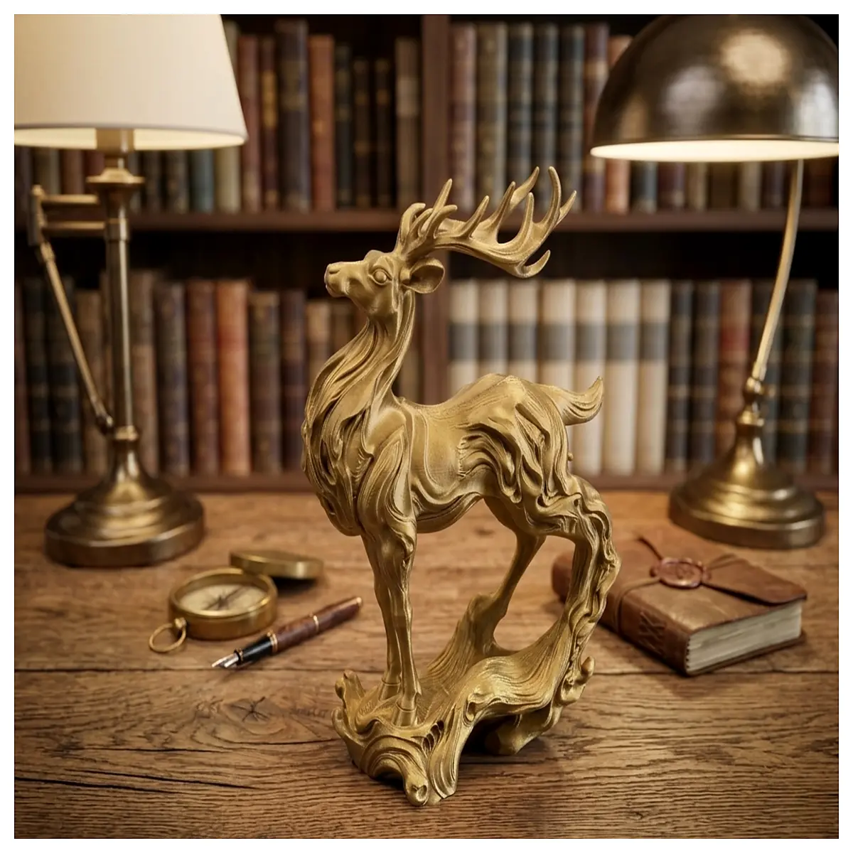 modern abstract deer statue driftwood sculpture home decor living room art piece rustic woodland animal figurine
