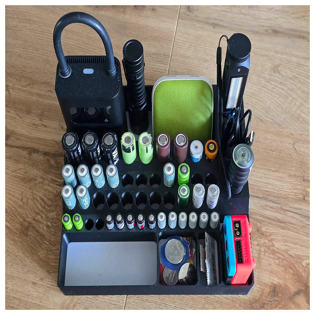 large battery organizer box storage case for aa aaa d c alkaline lithium cells keeping track of spare power