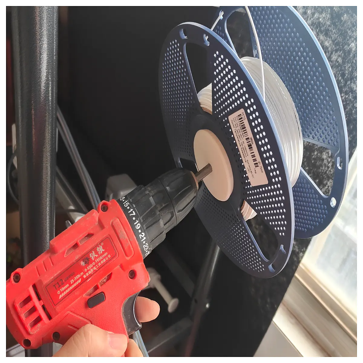 cordless drill wire winder spool holder organizer for power tools battery charging station