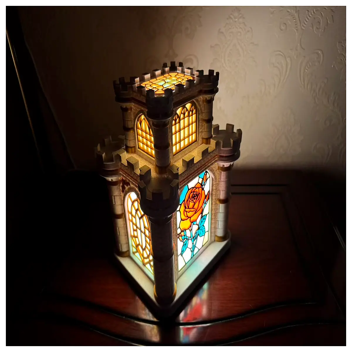 vintage rose castle night for bedroom romantic fairy tale bedside with warm white gothic home decor gift