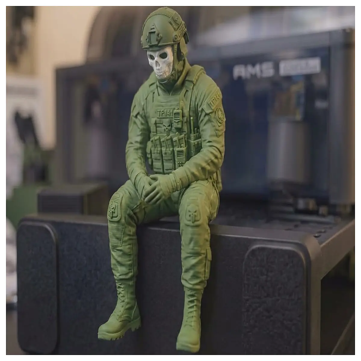 ghost soldier edge sitting action figure collectible diorama prop