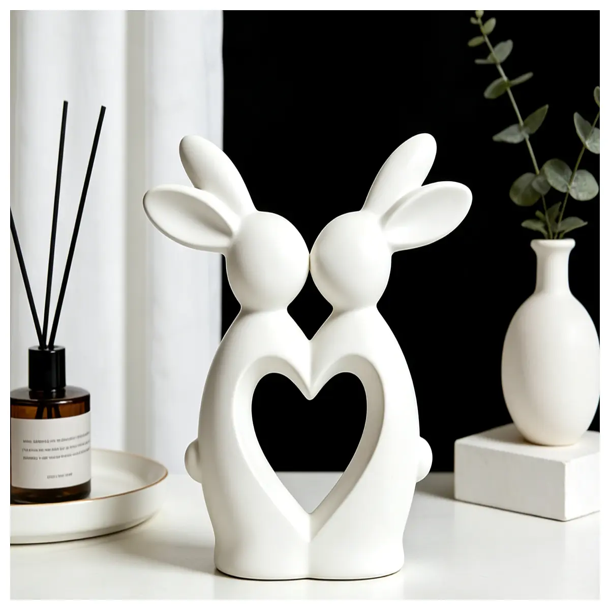 cute rabbit figurine for couples love decoration romantic bedroom desk ornament valentine s day him her