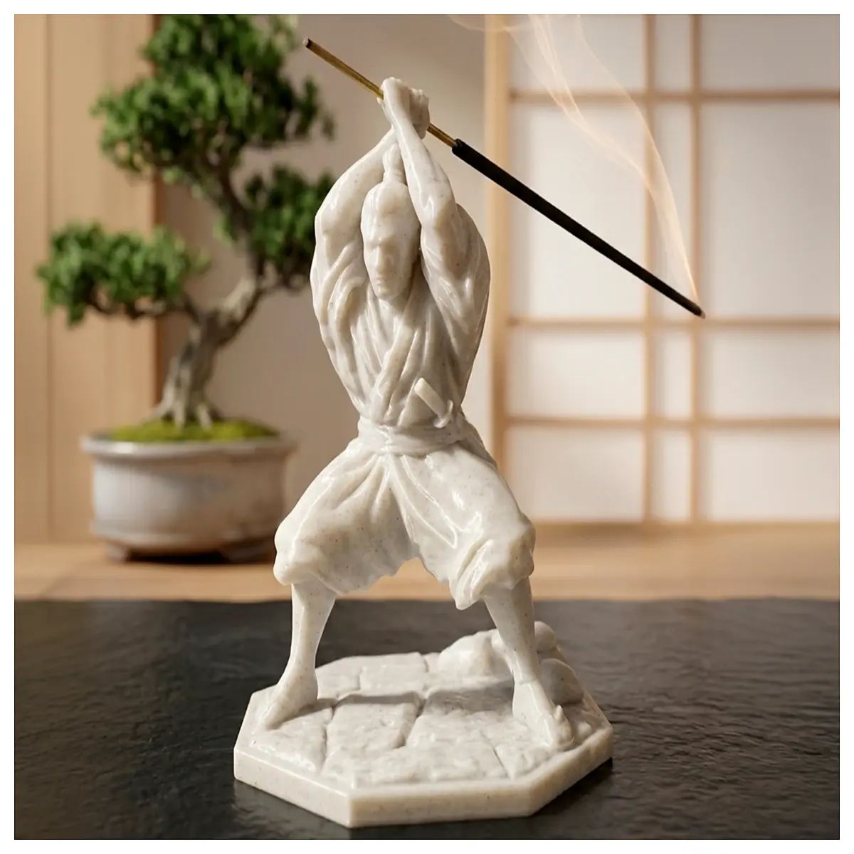 samurai incense holder ceramic zen meditation buddha altar home decor