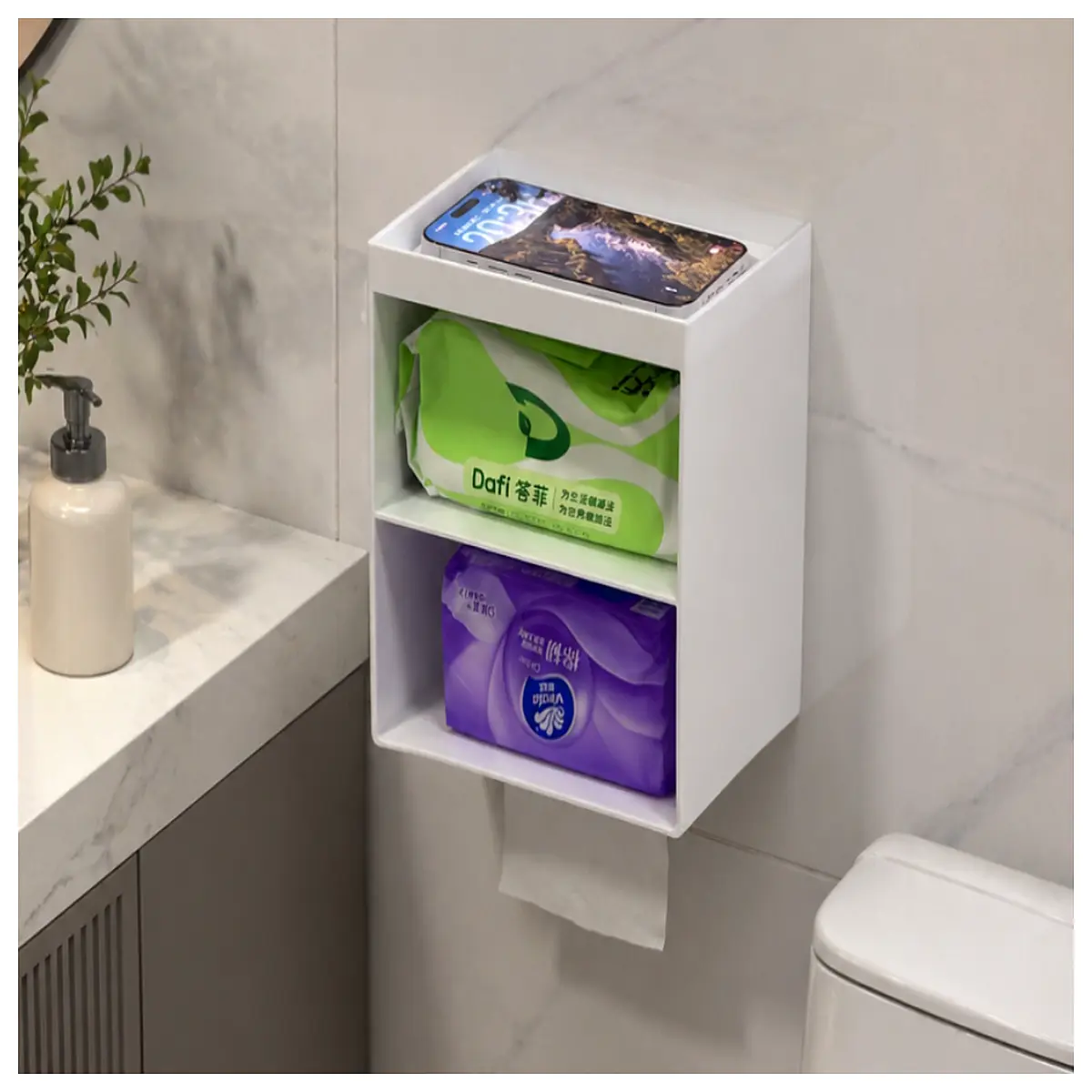 waterproof bathroom tissue holder rack organizer for toilet paper roll storage wall mounted or freestanding