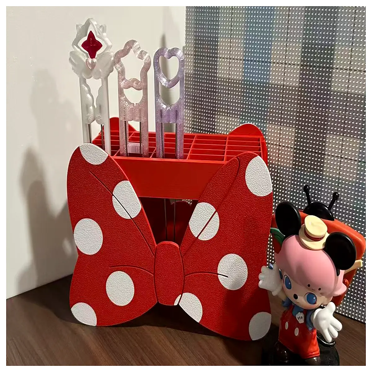 cute bowknot pen holder desk organizer aesthetic stationery storage for home office ribbon clip book gift