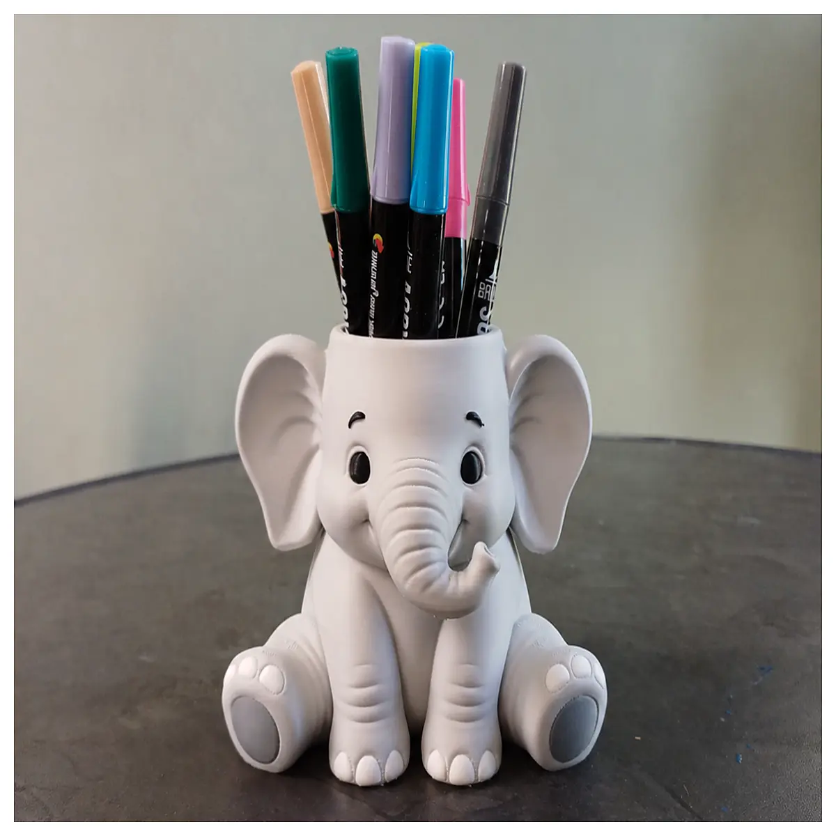 cute elephant desk organizer pen holder for kids room decor school supplies storage