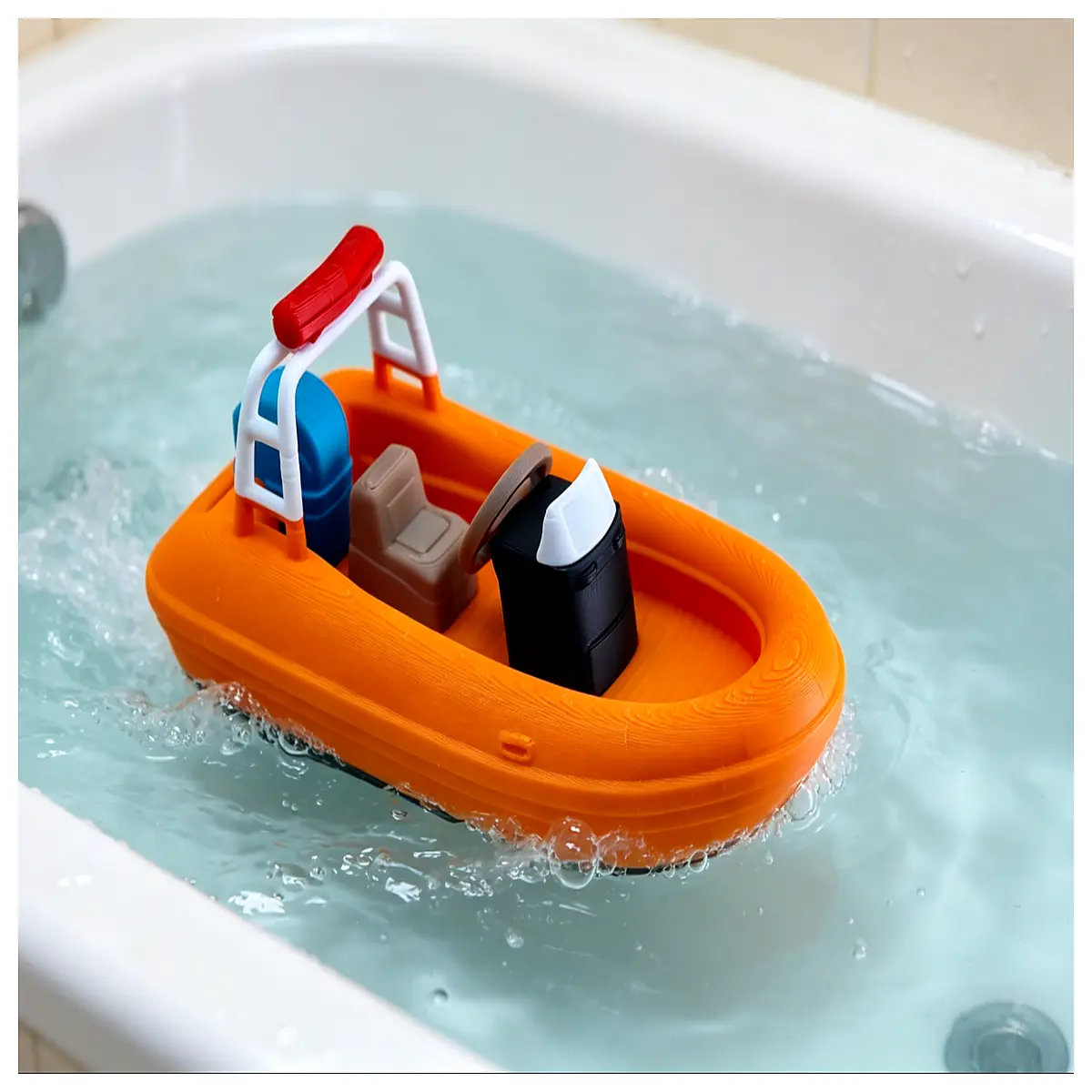 floating bath boat toy police patrol ship for kids tub play