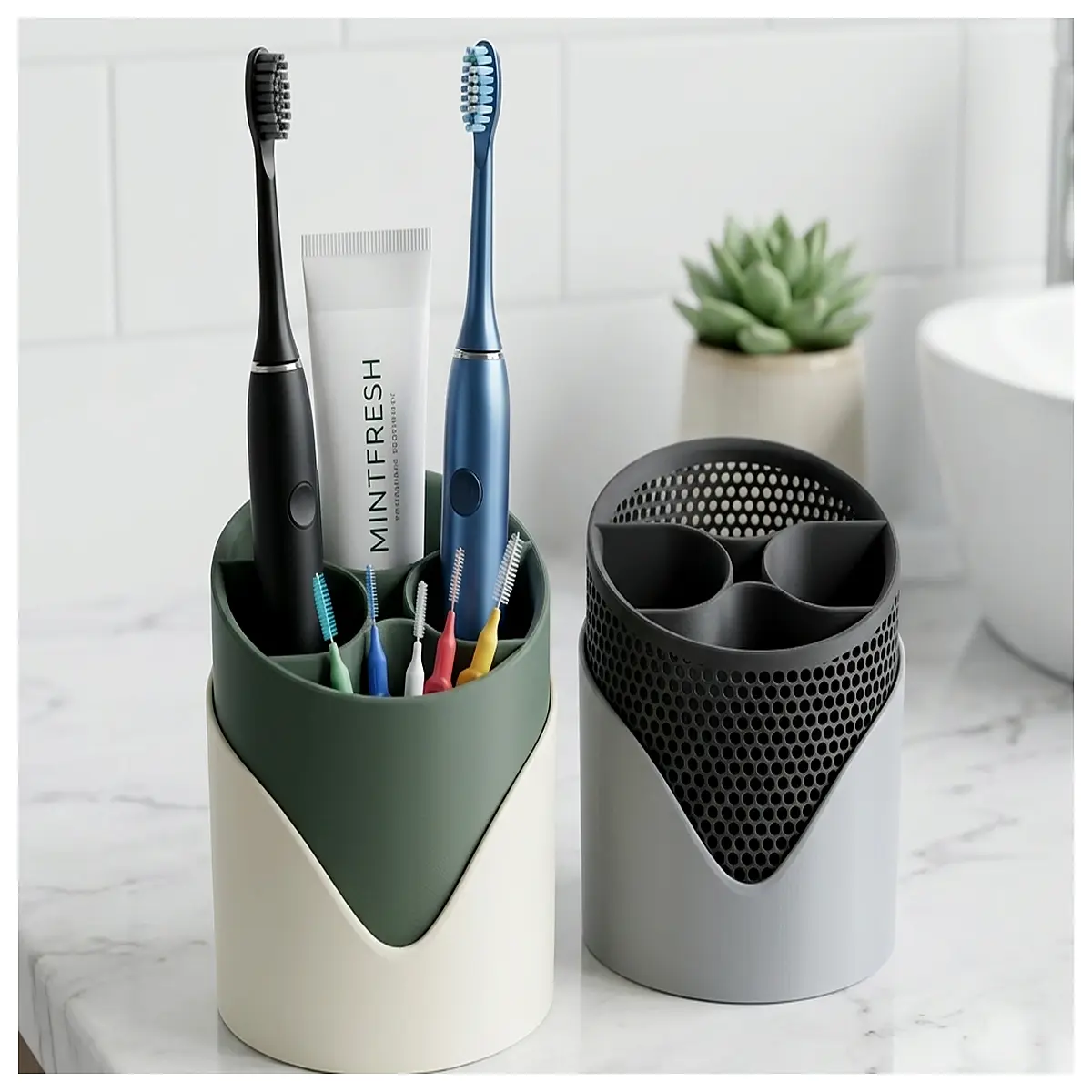 modern bathroom sink caddy organizer for toothbrush holder and cup storage