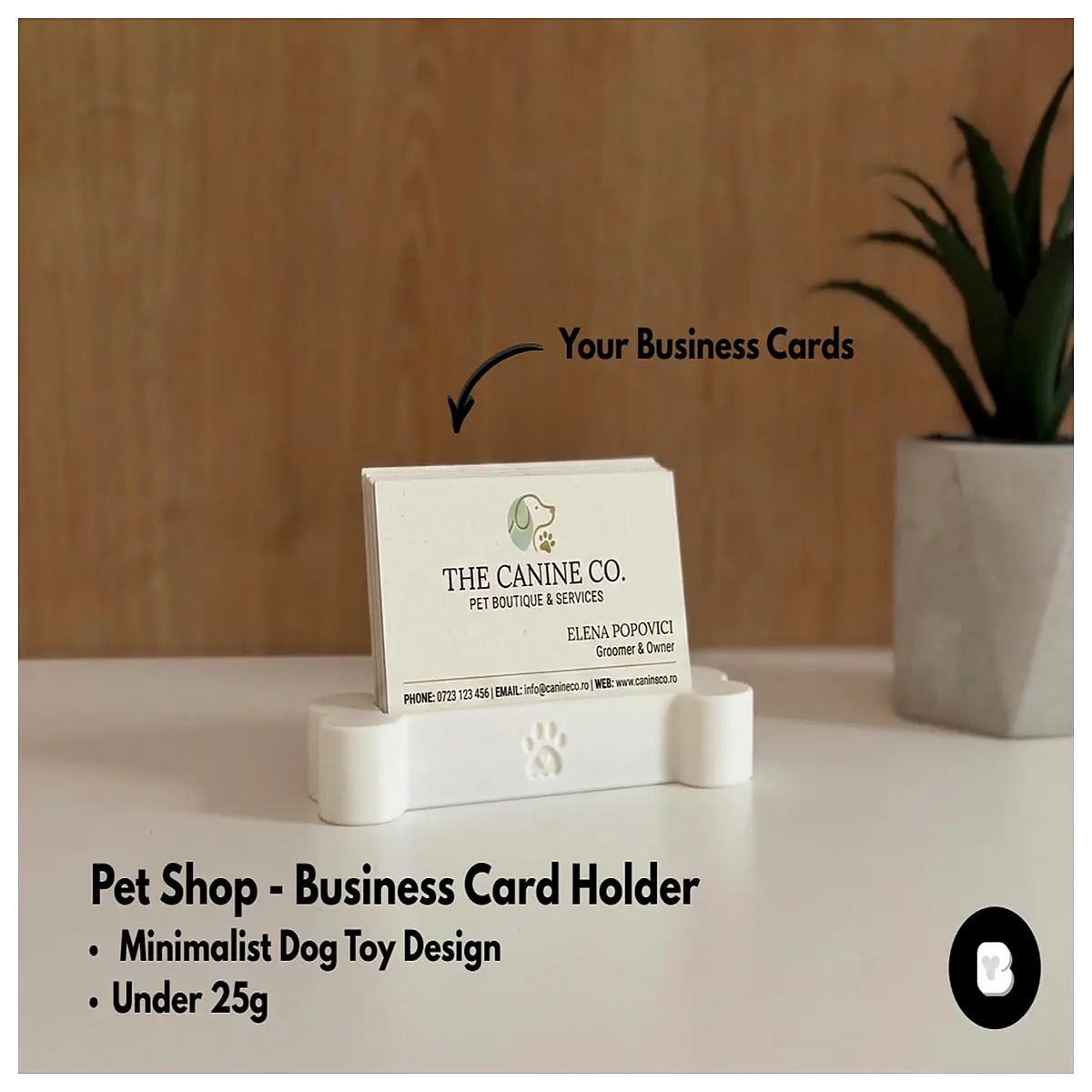cute pet shop business card holder animal lover stationery organizer small dog cat themed desk accessory for groomers