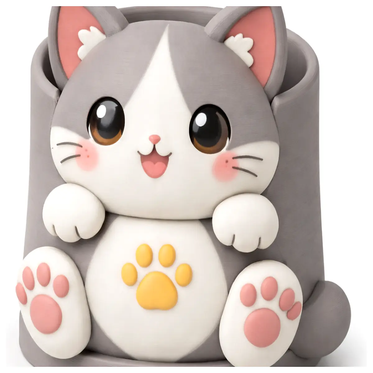 cute cat pen holder desk organizer printable small animal stationery storage