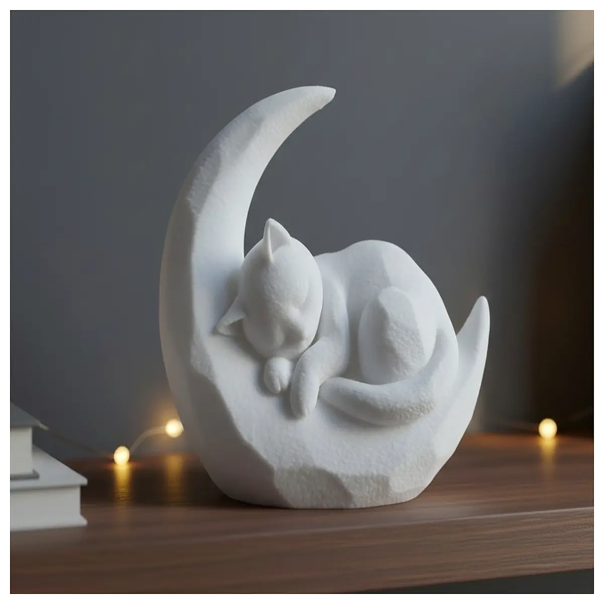 cute sleeping kitten crescent moon plush toy nightlight for baby nursery decor soft stuffed animal gift