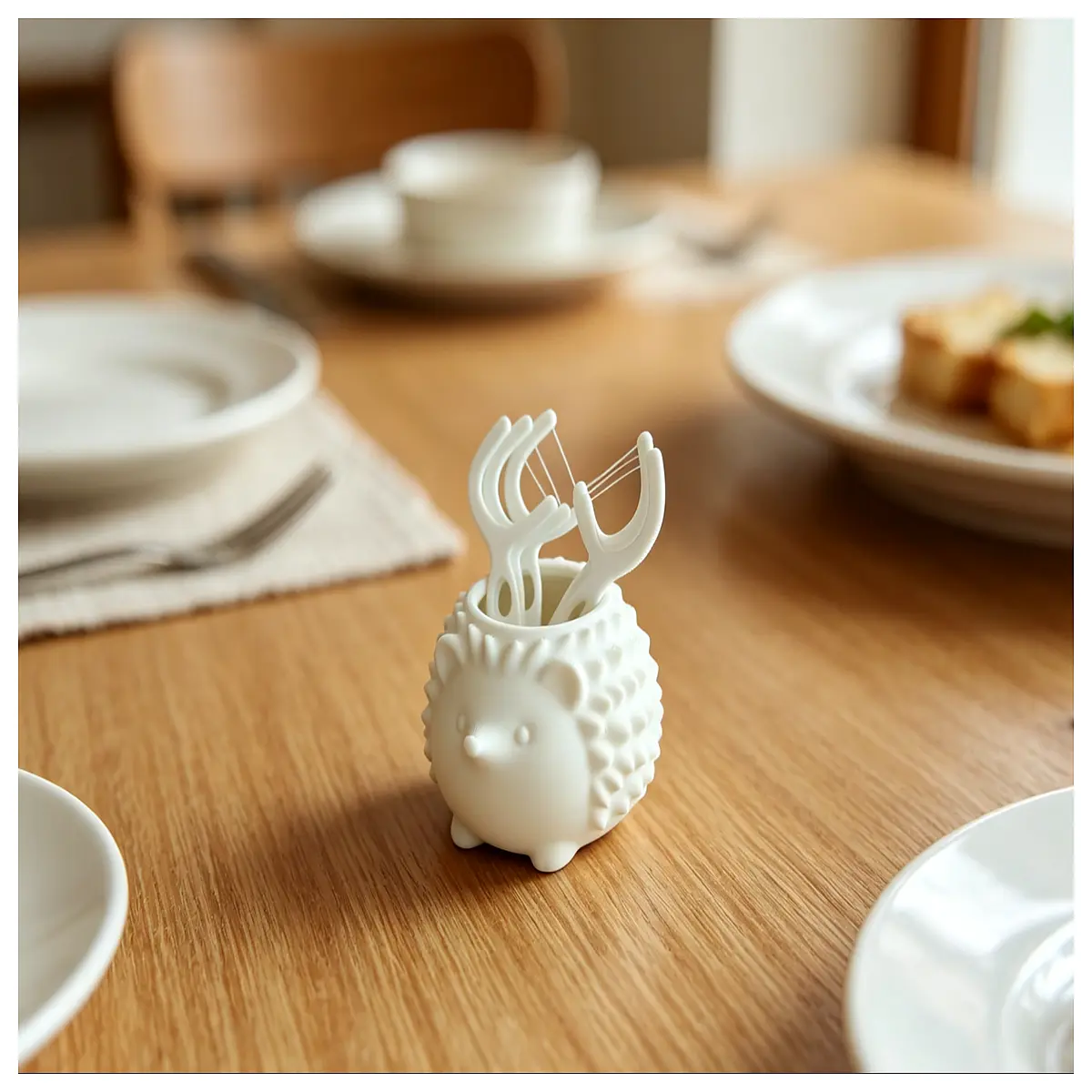 cute hedgehog toothpick holder box table centerpiece organizer for dental floss picks and travel hygiene