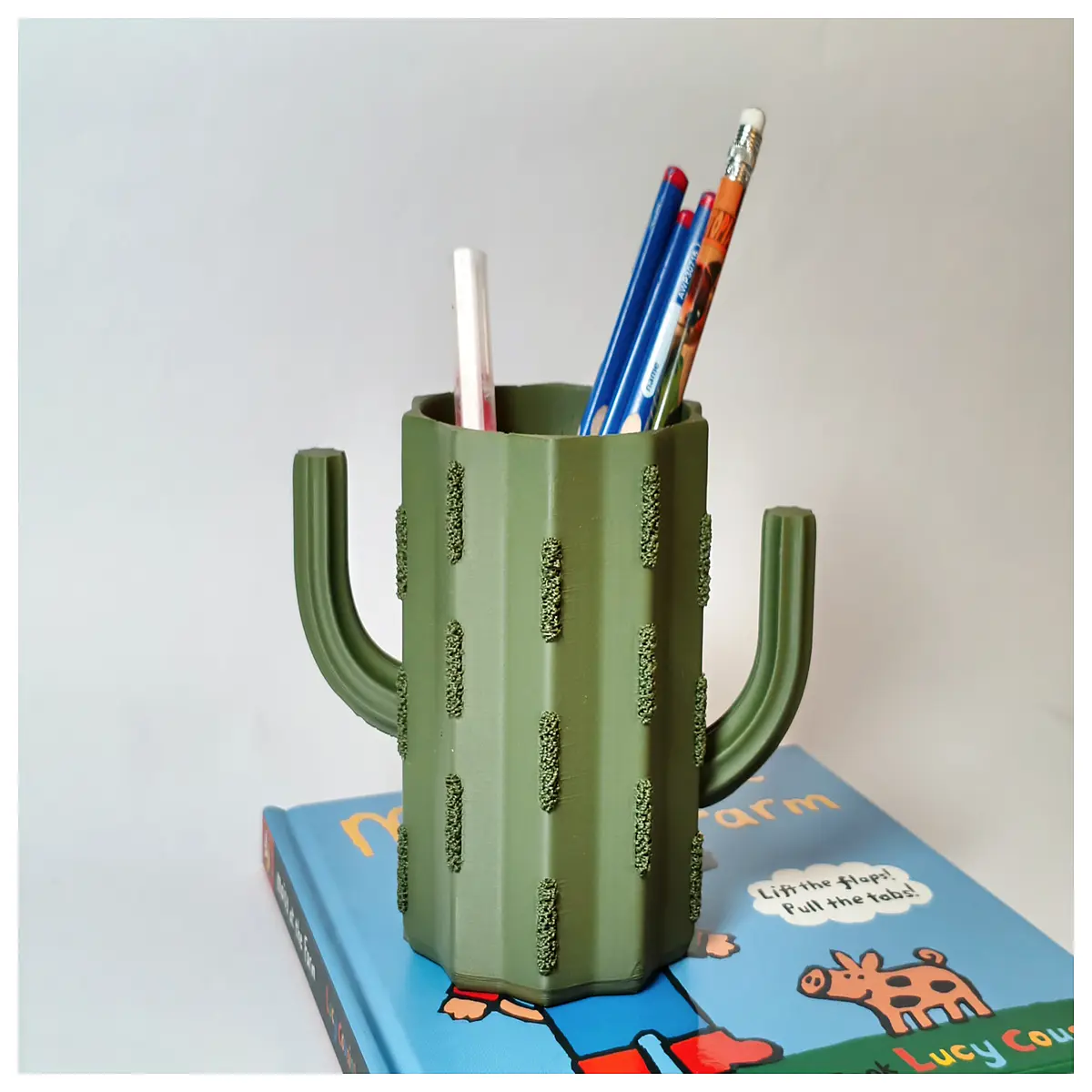 cute cactus desk organizer pen holder for home office supplies storage