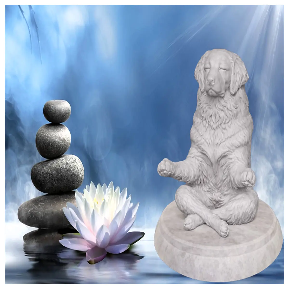 zen dog white swiss shepherd plush toy breed statue for home decor calm white dog figurine gift