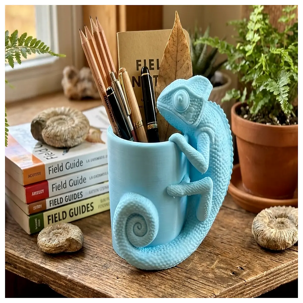 chameleon desk organizer vase pen holder multi functional stationery storage aesthetic office supplies