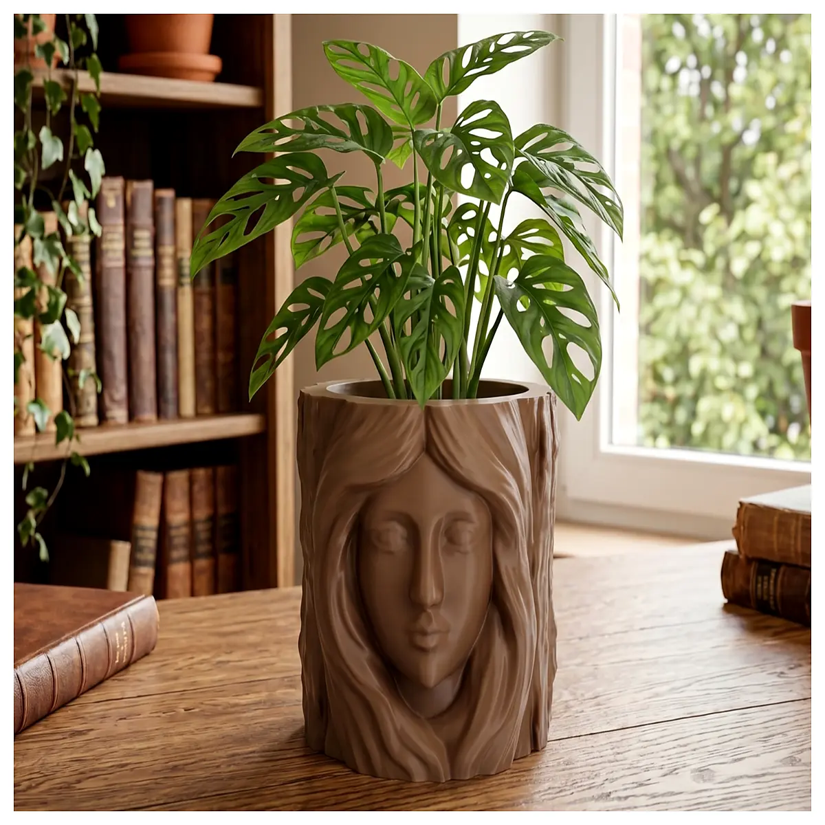 handcrafted wooden face planter box for succulents rustic home decor organizer shelf