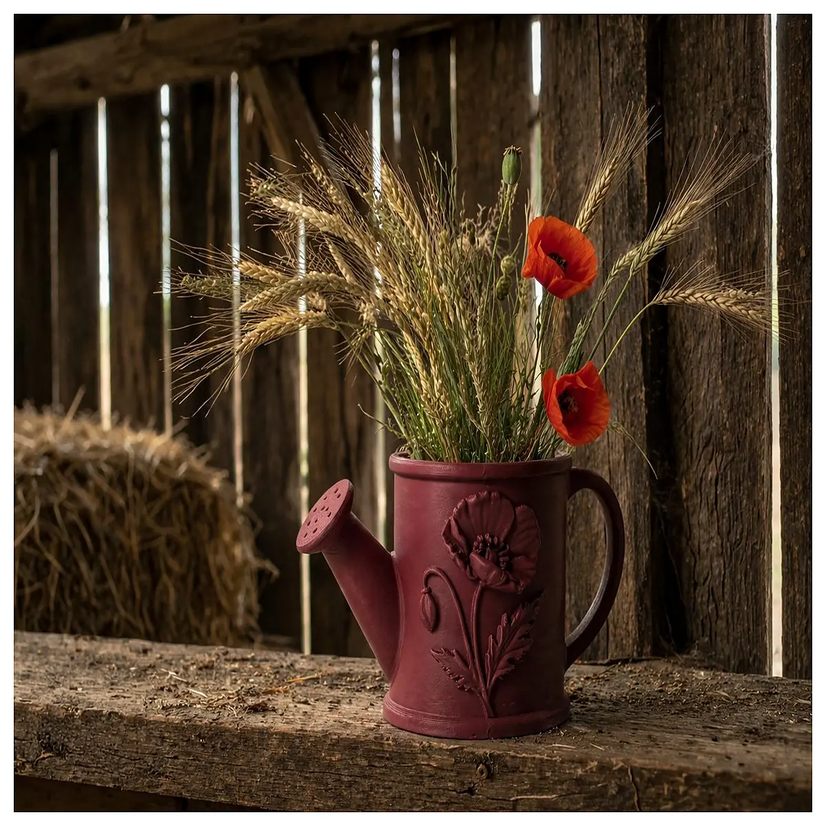 cute watering can planter with floral details home garden decor
