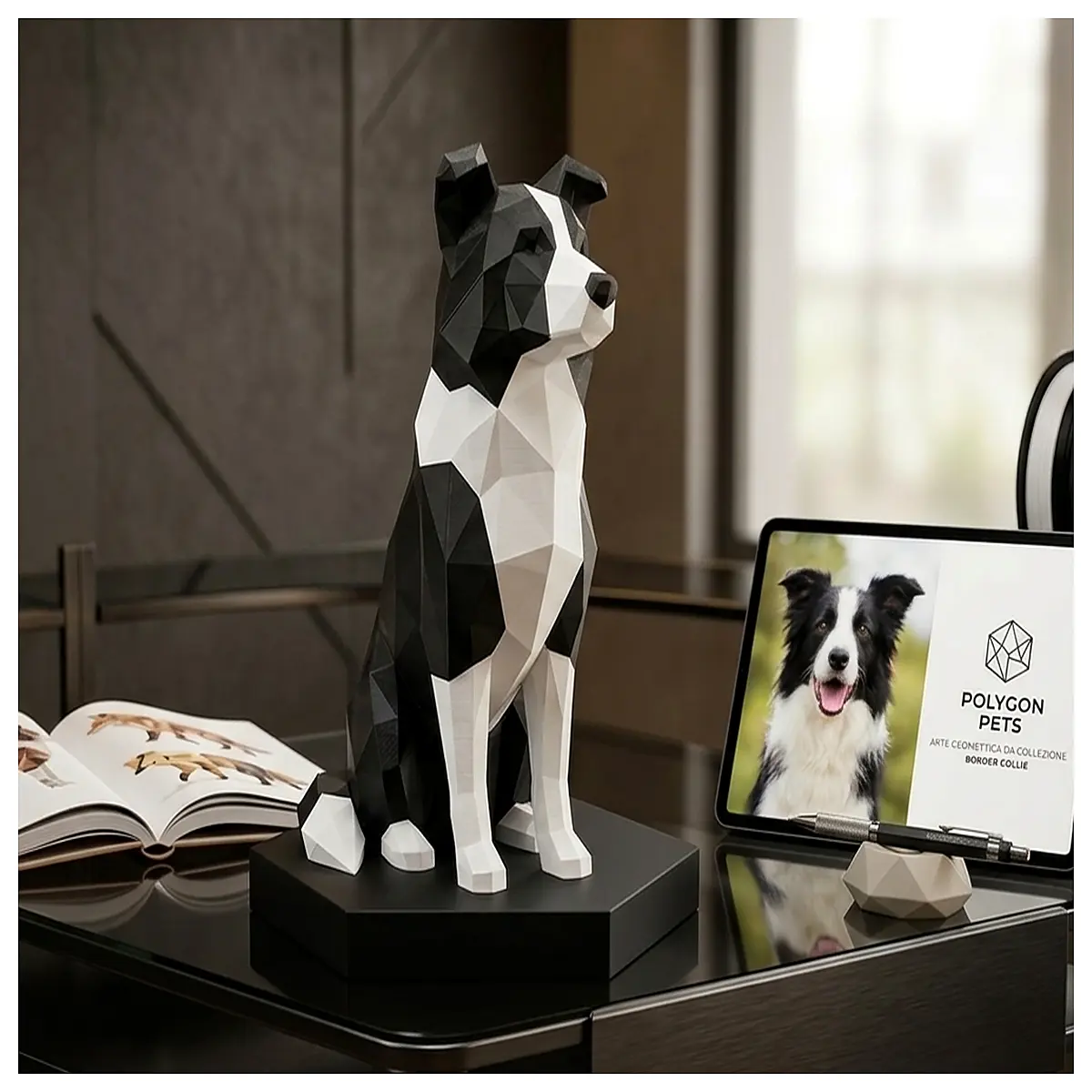 realistic collie statue resin garden decor life like sheepdog figure for home office desk ornament durable outdoor animal sculpture gift