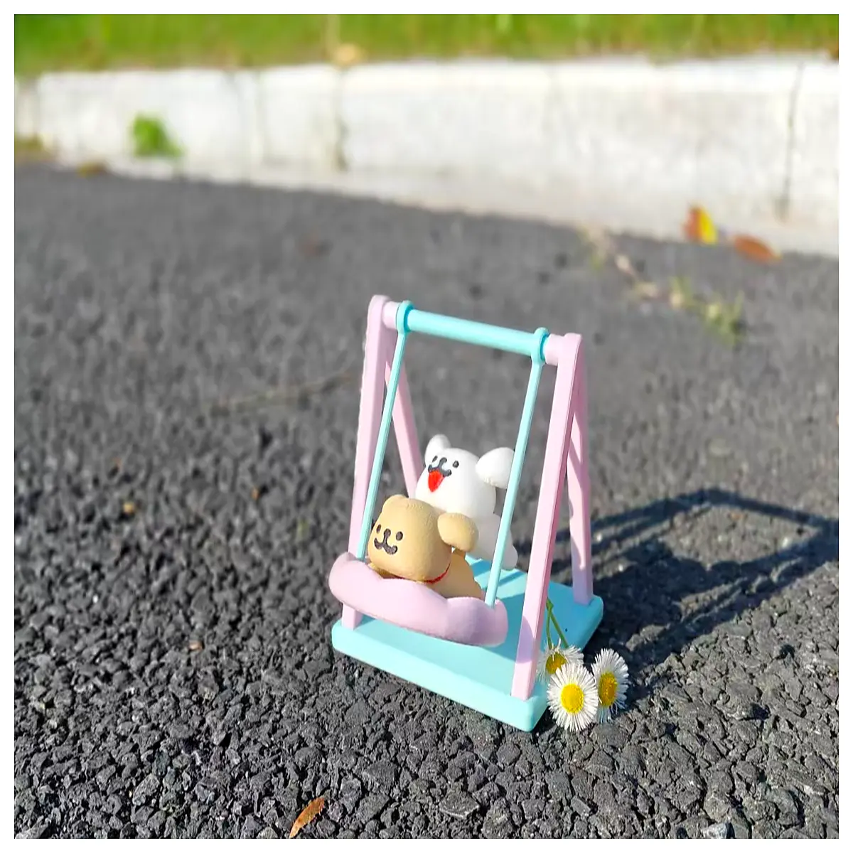 cute line dog playground swing plush toy soft stuffed animal for kids room decor gift