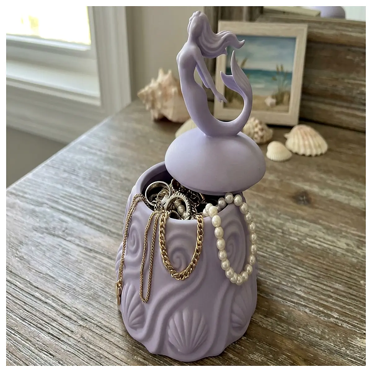 mermaid treasure shell jewelry box organizer for necklaces rings earrings storage case elegant gift