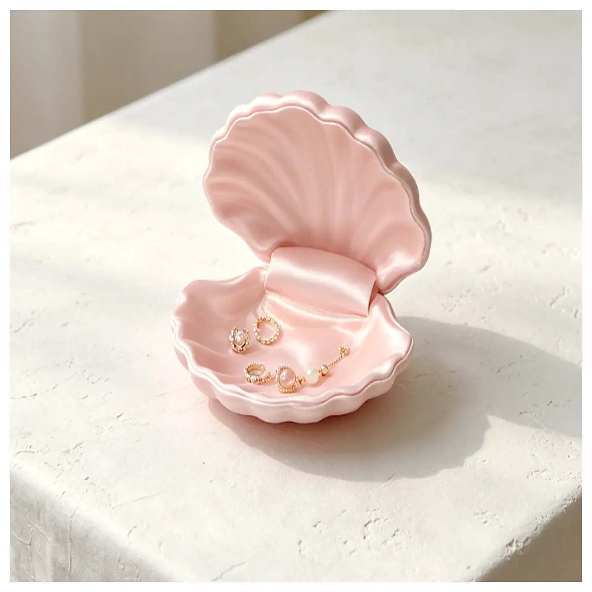 shell shaped jewelry tray for rings earrings necklaces seashell vanity organizer for bedroom dresser decorative shell dish for holding small accessori