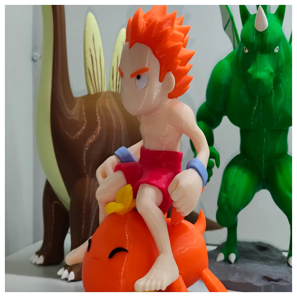 stone age primitive caveman action figure with spiky hair riding pose collectible toy