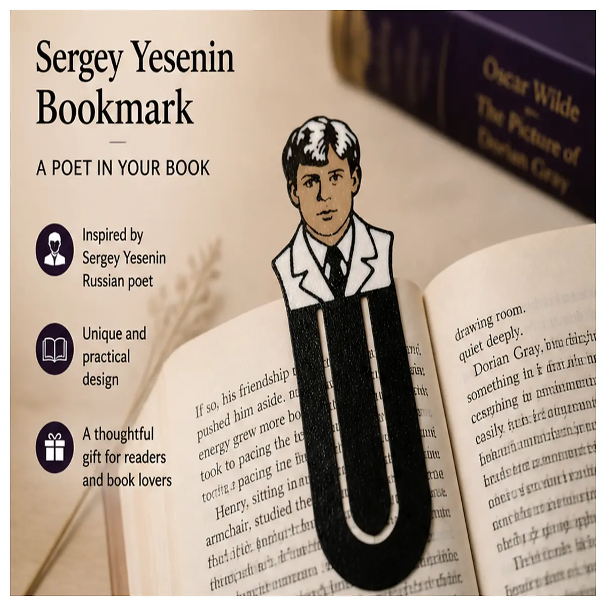 sergei yesenin bookmark literary poets vintage russian poetry lover reading accessory aesthetic book mark