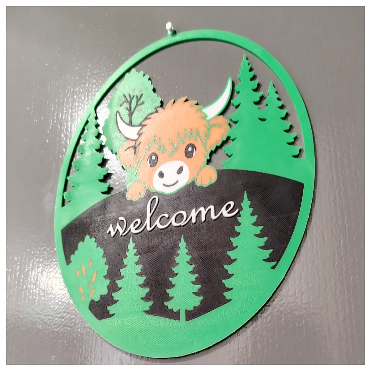 welcome door sign highland cow decor rustic farmhouse wall hanging for home entryway