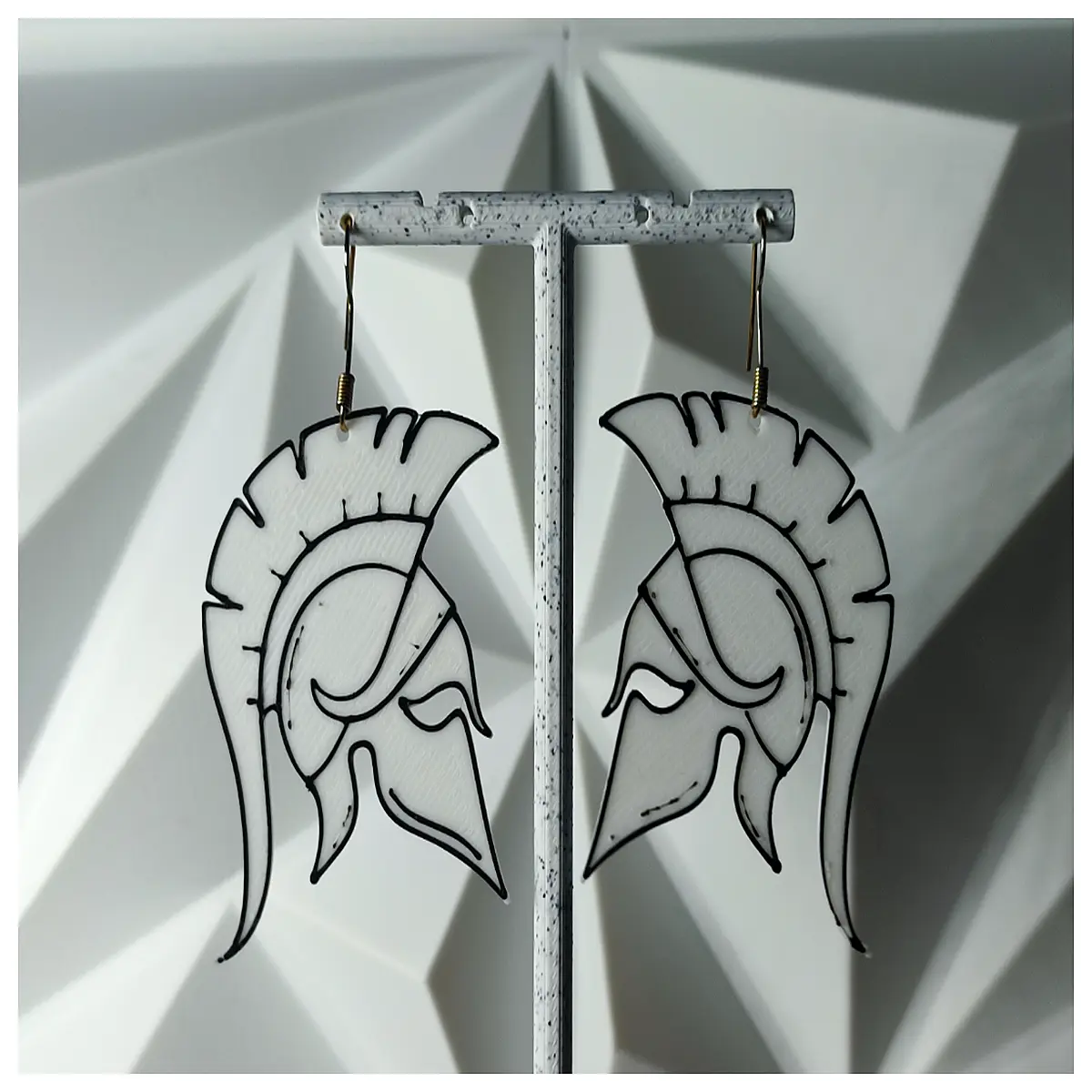 spartan power earrings for women geometric jewelry punk rock silver hoop studs edgy gothic accessories