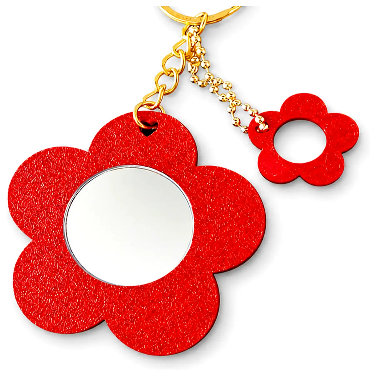 cute flower pendant mirror keychain for women girls bag charm accessory small compact makeup