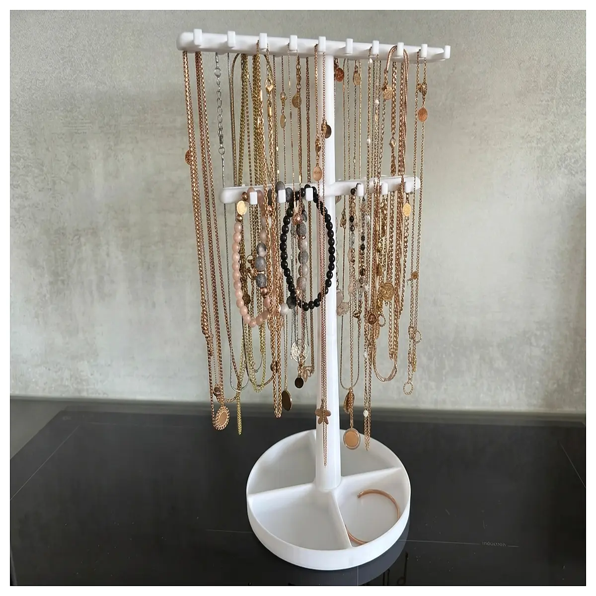 elegant jewelry organizer with mirror for vanity necklace holder rack for home decor