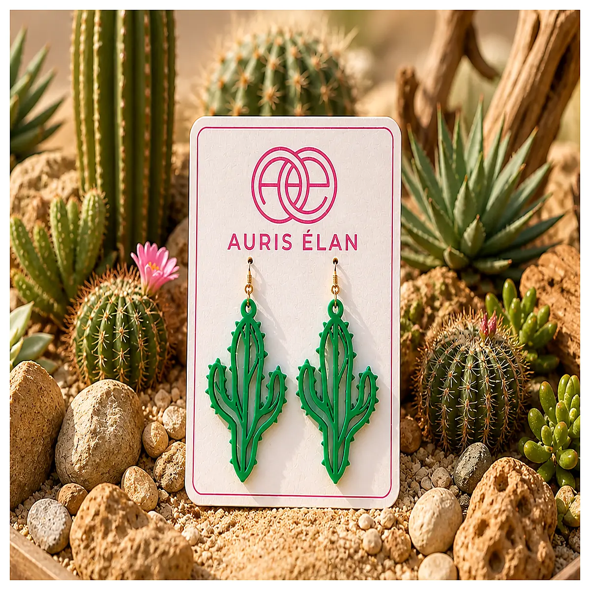 cactus dangle earrings for women boho style silver gold plant jewelry nature inspired earthy accessories gift