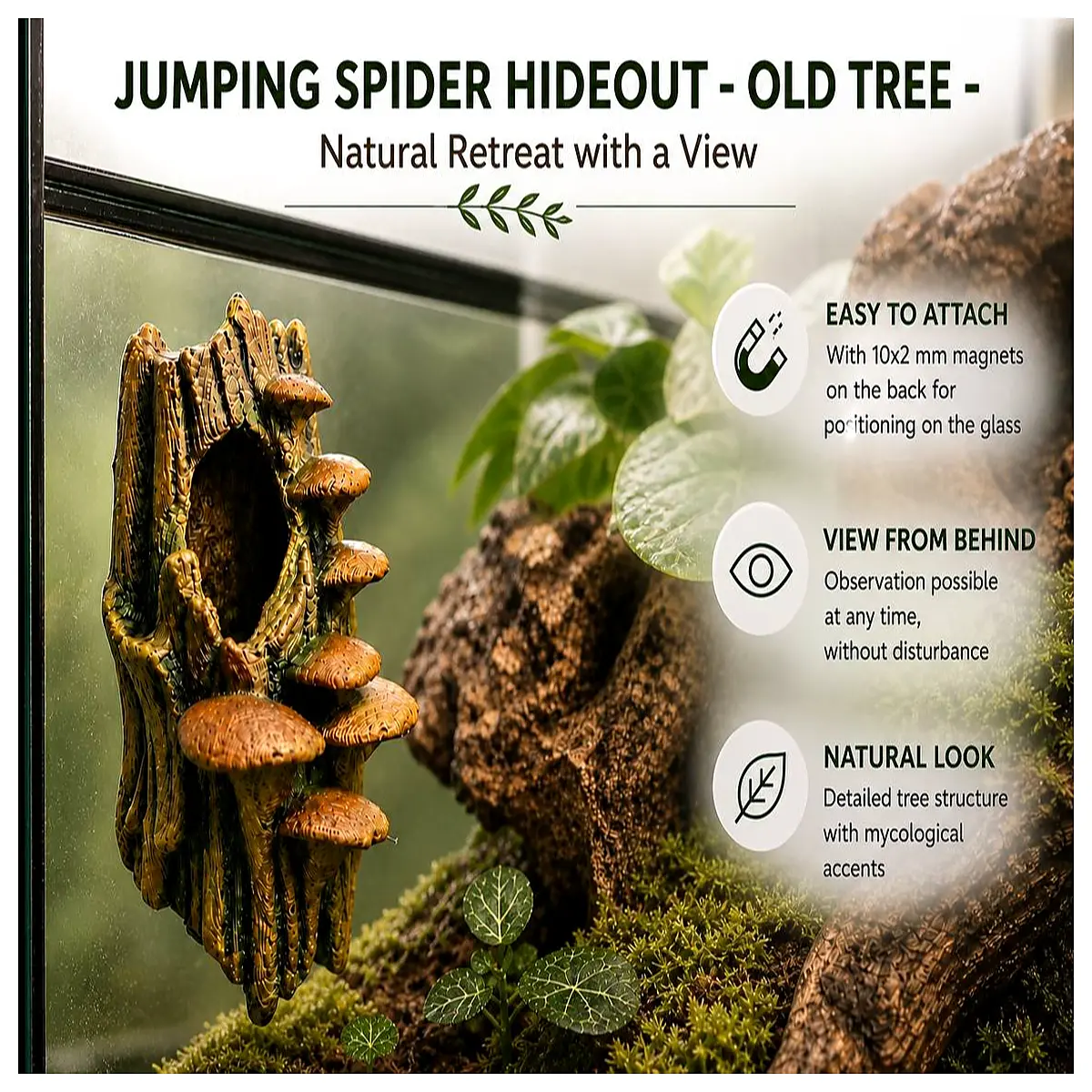 jumping spider enclosure hideout natural cork bark tree branch habitat for tarantula and jumping spiders