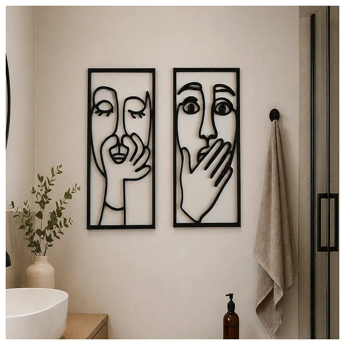 funny face wall art modern bathroom decor humorous portrait print quirky home decoration funny faces poster