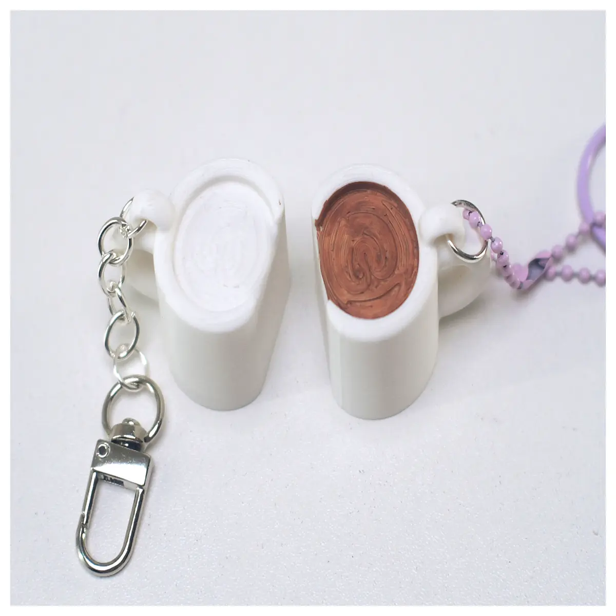 cute latte art keychain bag charm coffee lover gift resin pendant for backpack purse