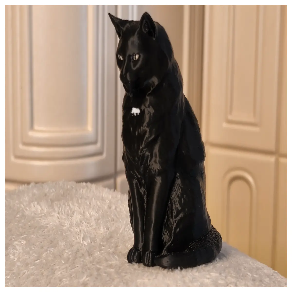 cute black cat sitting plush toy realistic animal figurine for desk decor gift