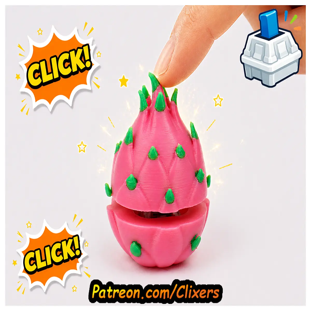 cute dragon fruit fidget toy stress relief popper sensory clicker for anxiety kids adults