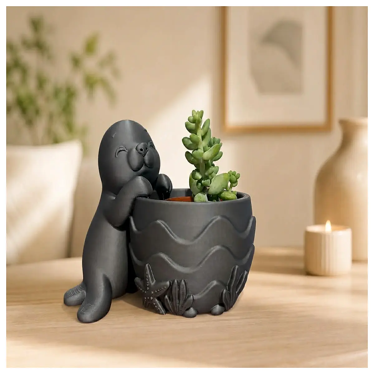 cute seal succulent planter pot cartoon animal desk decor small flower vase for home office