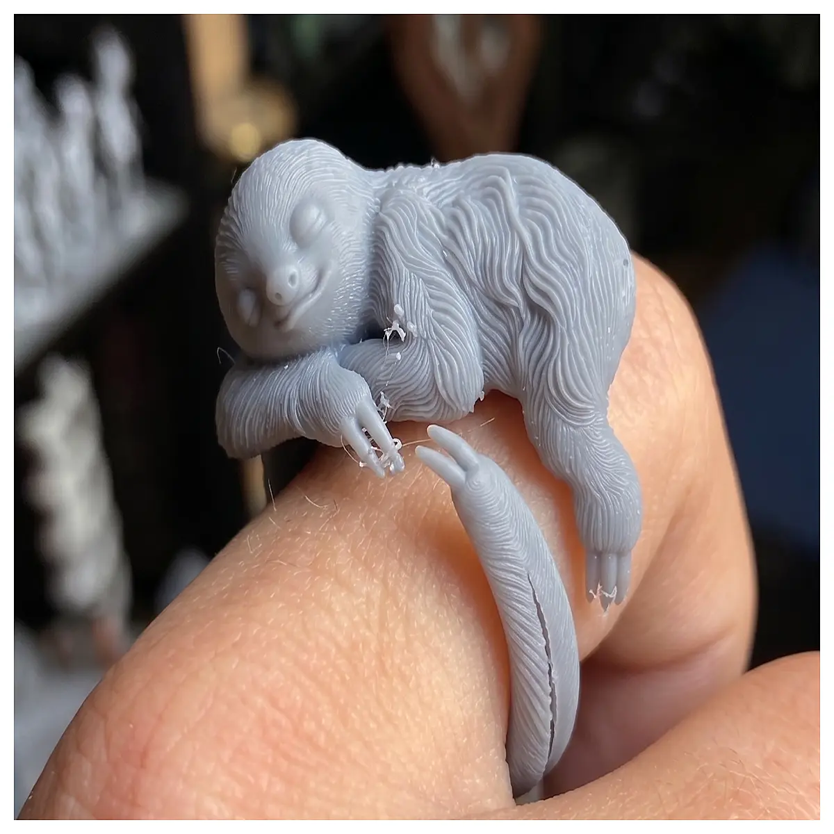 sloth cuddling lazy day ring sloth lover jewelry gift cute animal charm band for her